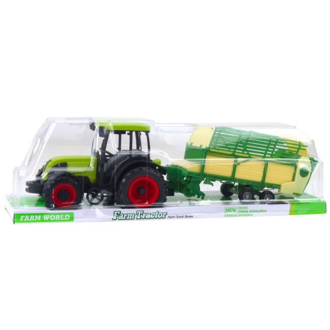 Traktor Rolniczy Farmerski Z Zielono-Żółtą Przyczepą Zielony LEAN Toys