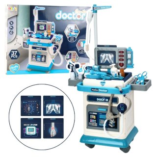 Zestaw Lekarski Medyczny Wózek z EKG Światła Dźwięki 37 el. LEAN Toys