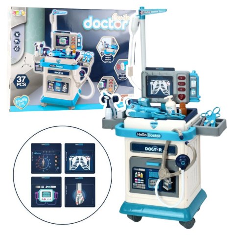 Zestaw Lekarski Medyczny Wózek z EKG Światła Dźwięki 37 el. LEAN Toys
