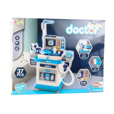 Zestaw Lekarski Medyczny Wózek z EKG Światła Dźwięki 37 el. LEAN Toys