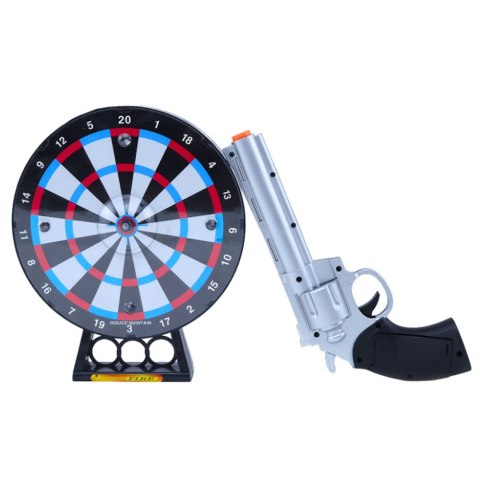 Zestaw Pistolet Rewolwer Laserowy Z Tarczą Gra Strzelecka Światła Dźwięki LEAN Toys