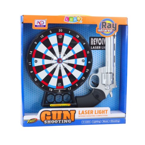 Zestaw Pistolet Rewolwer Laserowy Z Tarczą Gra Strzelecka Światła Dźwięki LEAN Toys