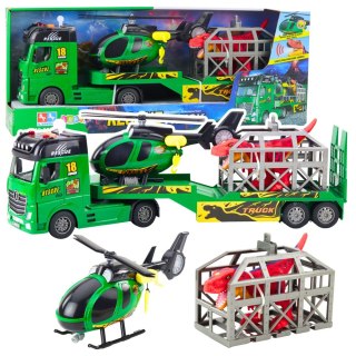 Zestaw Ratowniczy Ciężarówka Helikopter Samochód Dinozaur Światła Dźwięki LEAN Toys