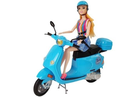 Zestaw Lalka Ze Skuterem Kask Długie Włosy Różowy LEAN Toys