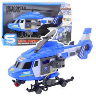 Helikopter Policyjny Hak Nosze Światła Dźwięki Niebieski 1:16 LEAN Toys