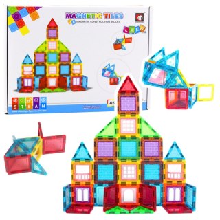 Klocki Magnetyczne 3D Układanka Konstrukcyjna Kolorowe 45 el. LEAN Toys