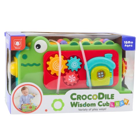 Kostka Edukacyjna Sensoryczna Cymbałki Labirynt Krokodylek LEAN Toys