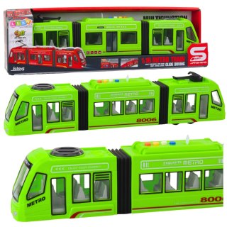 Metro Miejskie Tramwaj Otwierane Drzwi Światła Dźwięki Zielony 1:16 LEAN Toys