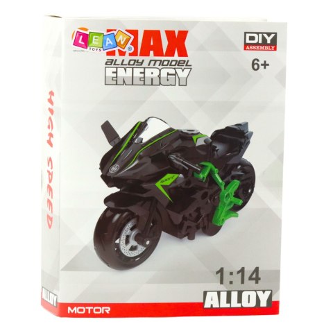 Motocykl Do Składania Skręcania Metal 1:14 DIY Pomarańczowo-Zielony LEAN Toys