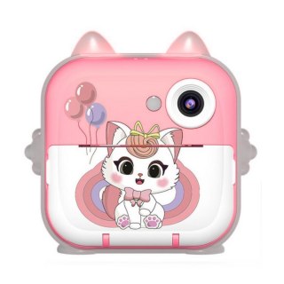 Aparat Natychmiastowy z Drukarką Termiczną Gry 3 Rolki Kotek Różowy LEAN Toys