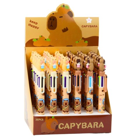 Długopis Figurka Kapibara Z Kubkiem Wielokolorowy Brązowy 0.7mm LEAN