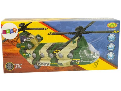 Helikopter Wojskowy Ogromne Skrzydła Światła Dźwięk Moro LEAN Toys