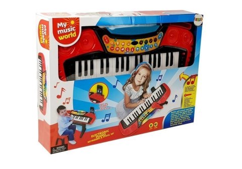 Keyboard ze Statywem Krzesełkiem 37 Klawiszy Czerwony LEAN Toys