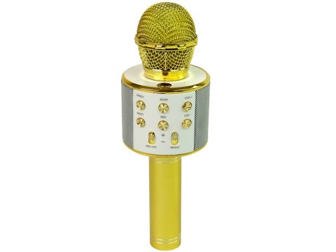 Mikrofon Bezprzewodowy USB Głośnik Nagrywanie Karaoke Model WS-858 Złoty LEAN Toys
