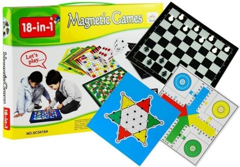 Zestaw Gier 18w1 Szachy Magnetyczne LEAN Toys