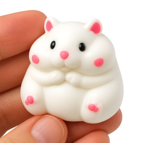 Gniotek Miękki Chomik Sensoryczny Antystersowy Squishy Biały 5cm LEAN TOYS