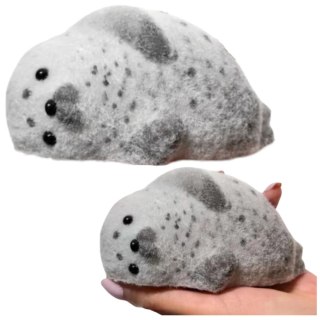 Gniotek Silikonowy Foka Z Sierścią Miękka Do Ugniatania Szara 12 cm LEAN TOYS