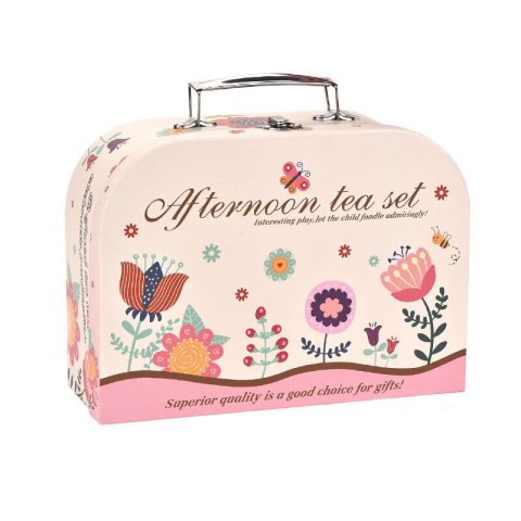 Zestaw Do Herbaty W Walizce Filiżanki Talerzyki Patera Pączki LEAN Toys