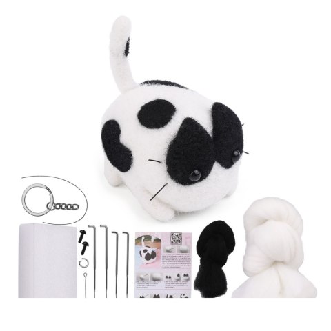 Zestaw Kreatywny Do Filcowania DIY Kotek Brązowo-Biały LEAN Toys