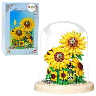Klocki Konstrukcyjne Kwiaty Słoneczniki W Kopule 633 el. LEAN Toys