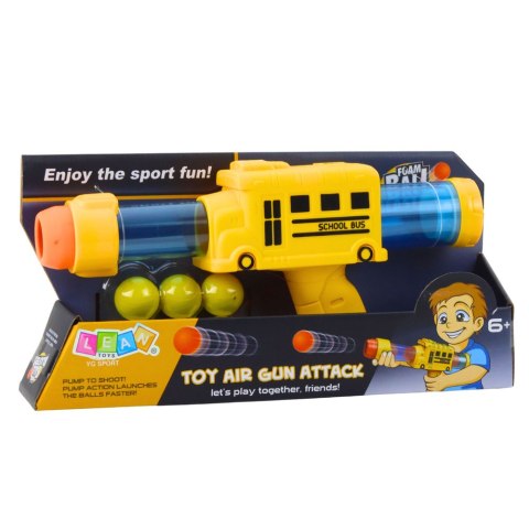 Pistolet Broń Na Miękkie Kulki Piankowe Autobus Szkolny Żółty 6 szt. LEAN TOYS