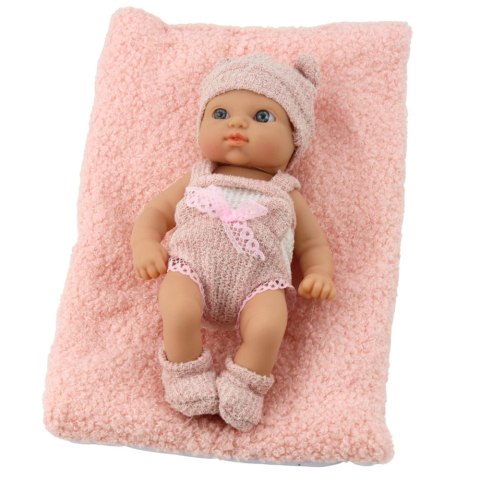 Lalka Bobas Niemowlak Z Kocykiem Biało-Różowe Ubranko Czapeczka 18 cm LEAN Toys