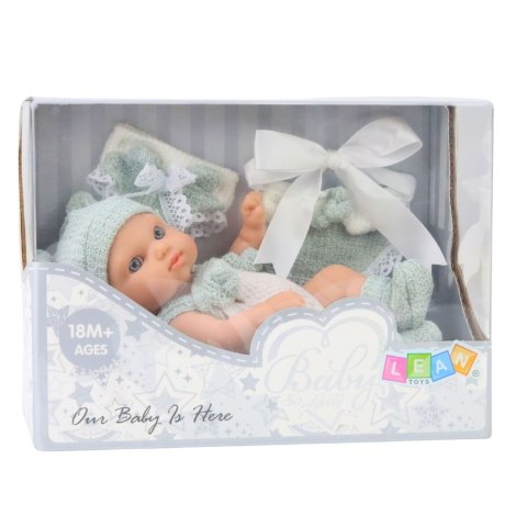 Lalka Bobas Niemowlak Szare Ubranko Czapeczka Śliniaczek 18 cm LEAN Toys