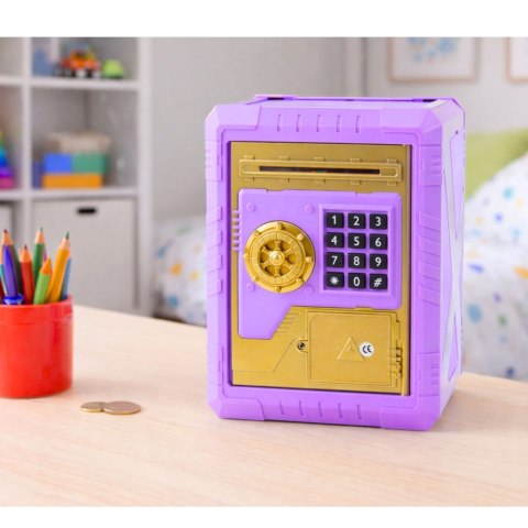 Sejf Skarbonka Elektroniczna Na Kod PIN Dla Dzieci Fioletowy LEAN Toys
