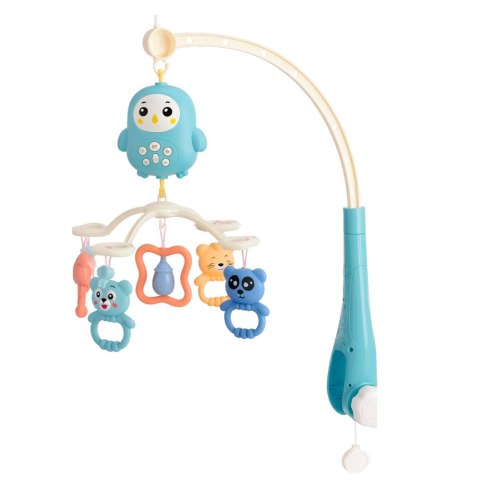 Karuzela Do Łóżeczka Pozytywka Z Lampką Grzechotki Misie Niebieska LEAN Toys