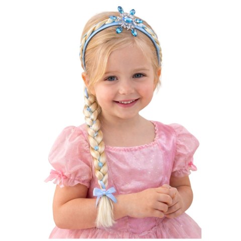 Opaska Z Długim Warkoczem Niebieska Wstążka Diamenty Śnieżynka 50 cm LEAN Toys