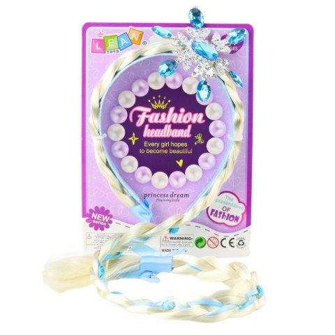 Opaska Z Długim Warkoczem Niebieska Wstążka Diamenty Śnieżynka 50 cm LEAN Toys