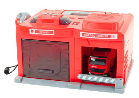 Garaż Baza Remiza Strażacka Wóz 1:32 Krótkofalówka Światła Dźwięki LEAN Toys