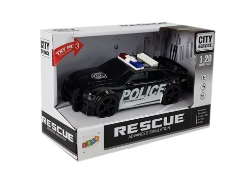 Auto Policja z Naciągiem, Światłami i Dźwiękami 1:20 LEAN Toys