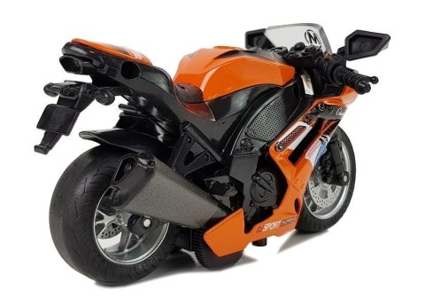 Motocykl z Napędem Frykcyjnym Dźwięki Motor 1:14 Pomarańczowy LEAN Toys