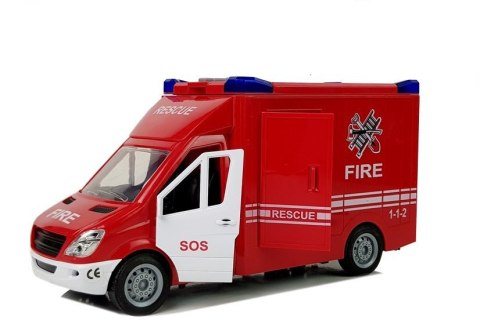 Wóz Strażacki z Napędem Frykcyjnym Dźwiękiem Otwierane Drzwi LEAN Toys