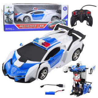Auto Robot 2W1 Policja Radiowóz Policyjny Zdalnie Sterowany RC 1:18 LEAN Toys