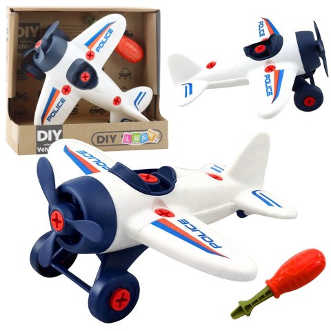 Zestaw Kreatywny DIY Samolot do Skręcania Policyjny Śrubokręt LEAN TOYS