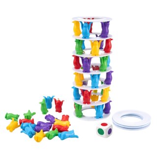 Gra Zręcznościowa Rodzinna Szalone Pingwiny Na Wieży Kolorowe LEAN Toys