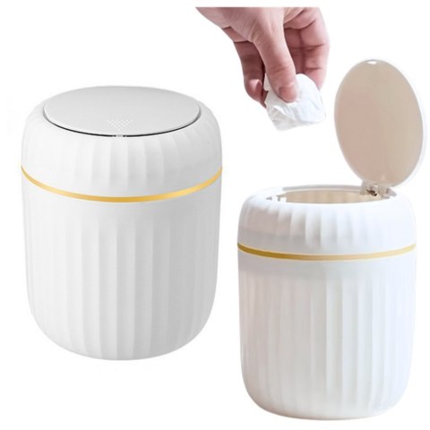 Mini Kosz Na Śmieci Otwierana Pokrywa Uniwersalny Elegancki Biały LEAN