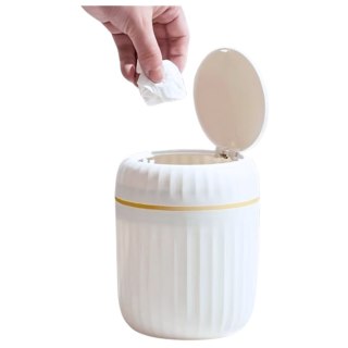 Mini Kosz Na Śmieci Otwierana Pokrywa Uniwersalny Elegancki Biały LEAN