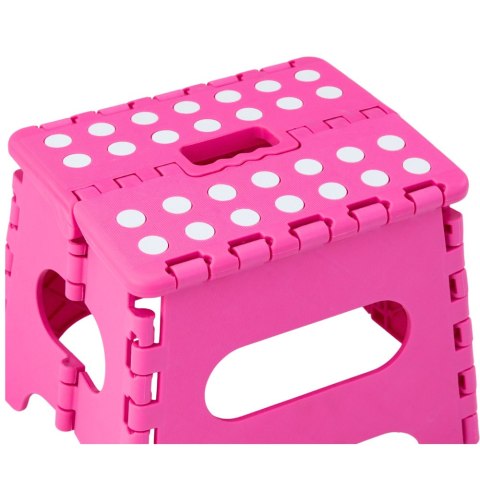 Stołek Składany Podnóżek Stopień Taboret Antypoślizgowy Różowy 24 x 19 cm LEAN