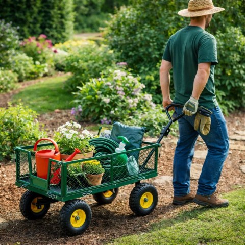 Wózek Ogrodowy Transportowy Składany Przyczepka Stalowa 200 kg LEAN