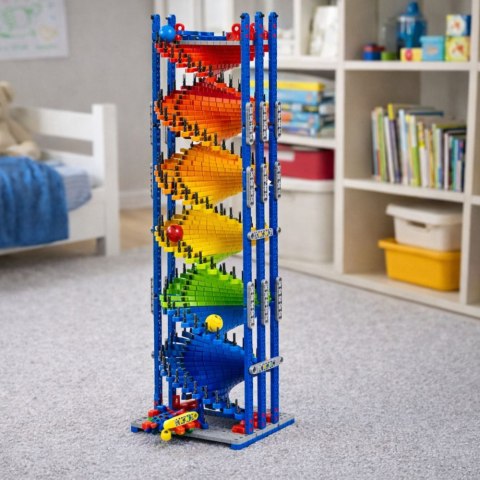 Klocki Konstrukcyjne Edukacyjne Tor Zjeżdżalnia Dla Kulek Kolorowy 550 el. LEAN Toys