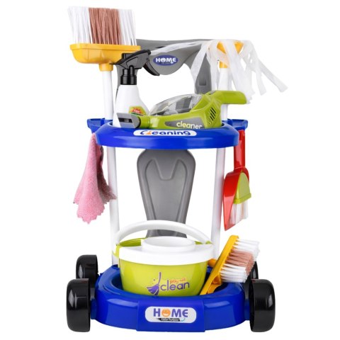 Zestaw Do Sprzątania Dla Dzieci Wózek Odkurzacz Interaktywny Akcesoria 20el LEAN Toys