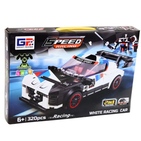 Klocki Konstrukcyjne Samochód Sportowy Robot 2W1 Biały 320 el. LEAN Toys