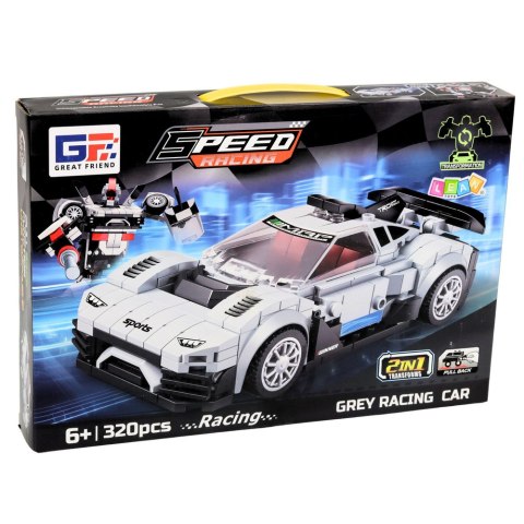 Klocki Konstrukcyjne Samochód Wyścigowy Robot 2W1 Biały 320 el. LEAN Toys