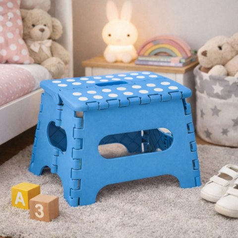 Stołek Składany Podnóżek Stopień Taboret Antypoślizgowy Niebieski 24x19 cm LEAN