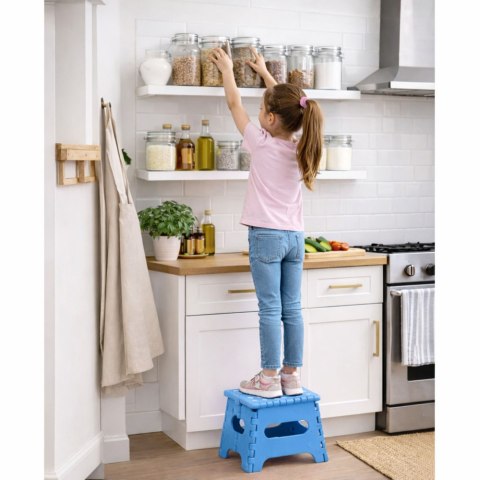 Stołek Składany Podnóżek Stopień Taboret Antypoślizgowy Niebieski 24x19 cm LEAN