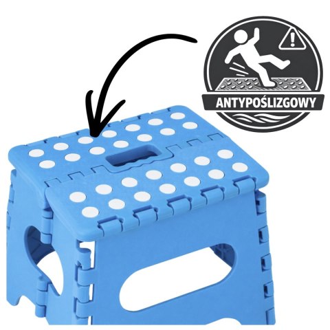 Stołek Składany Podnóżek Stopień Taboret Antypoślizgowy Niebieski 24x19 cm LEAN