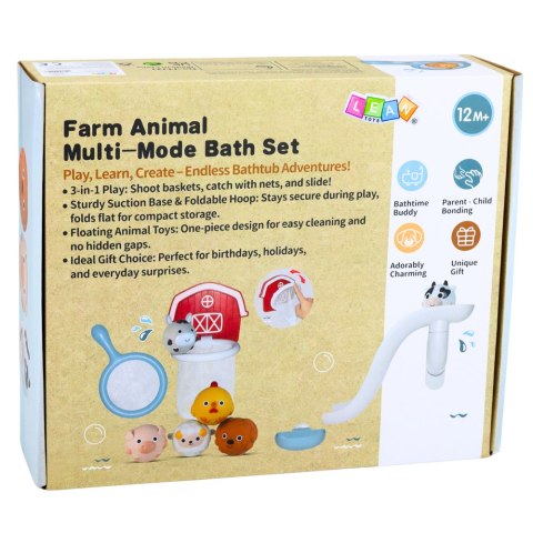 Zabawki Do Kąpieli Zwierzęta Domowe Farma Zjeżdżalnia Kosz Sitko 10 el. LEAN Toys